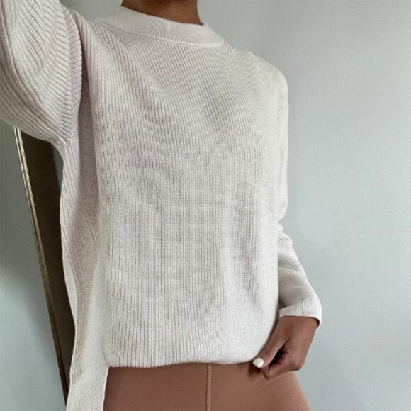 Lululemon Merino Wool-Blend Ribbed Crewneck Sweater White Opal Size 6 - Picture 1 of 9